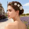 Acessório de Cabeça para Noiva Pente em U Feito à Mão Flor de Pérola e Diamante Garfo de Cabelo Feminino Disco de Cabelo Grampo de Cabelo para Acessórios de Cabelo