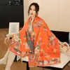 Estilo Étnico Outono e Inverno Novo Floral Moda Decorativo Comprimento Médio Lã Sintética Quente Cachecol para Mulheres, Xale de Ar Condicionado, Presente para Mãe