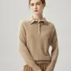 Suéter de Punto de Manga Larga para Mujer, Color Sólido, Botones, Corte Holgado, Cuello Alto, Media Cremallera, Cachemira, Nuevo Invierno 2026