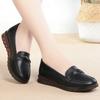 Primavera y Otoño punta redonda cuero superficie suave suela blanda cómodos no cansan los pies tacón bajo monocromáticos color sólido zapatos de abuela slip-on zapatos de mamá