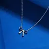 Collar de Nudo de Lazo Estilo Europeo y Americano Plata Nicho Simple Moda Colgante de Mariposa Gargantilla Joyería para Mujer Moda Viaje