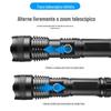 Lanterna LED de Luz Forte Liga de Alumínio Visor de Potência Recarregável P50 Zoom Telescópico Iluminação Externa Recarregável