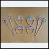 En stock Diadema de Princesa Corona de Frozen Varita Mágica Corona de Corona de Diamantes Electrochapados para Niños Traje de Cetro