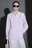 Camisa de Lapela Manga Longa Multicor para Mulheres, Nova Moda Estilo Coreano Primavera e Outono Personalidade de Alto Padrão Estilo Retrô Hong Kong Camisa Solta
