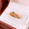 Anillo Abierto Redondo Estampado Electrochapado en Oro Real de 24 Quilates Anillo para Dedo Índice Vintage Retro Diseño Simple Joyería