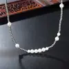 P0667-NK06 joias de comércio exterior atacado moda hip hop Colar de pérola e aço titânio