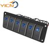 Interruptor de 6 Posições para Carro e Marítimo 12-24V Painel com Luz Azul Modificação de Carro Interruptor Basculante Multi-Posição Combinação para Iate