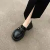 Zapatos de Cuero Estilo Francés sin Cordones con Suela Gruesa y Tacón Grueso para Mujer, Novedad Primavera 2026 Mocasines Versátiles Estilo Retro Británico