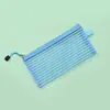 Bolsa de papelería de malla Amazon transfronteriza, bolsa para documentos, bolsa para lápices de estudiante, bolsa de almacenamiento, bolsa con borde de raya recta para exámenes