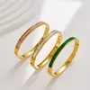 Pulsera Transfronteriza de Acero de Titanio para Mujer, No se Desvanece, Lujo Ligero y de Alta Gama, Pulsera de Acero Inoxidable Chapado en Oro Incrustada con Circonita para Mujer