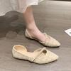 Chegada Nova do Verão de 2024 Boca Rasa Versátil Sola Rasteira Estilo Fada Vazia Noite Tardia Temperamento Suave Sapatos de Salto Único Estilo Chanel para Mulheres