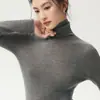 Nueva colección de otoño e invierno: Suéter de punto fino, delgado y elegante para mujer con cuello de volantes, perfecto como capa base