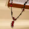 Cadena para Suéter Ovalada con Forma de Frijol, con Cuentas de Acrílico y Circonita Europea y Americana, Estilo Étnico Retro, Collar Personalizado de Alta Gama para Mujer