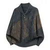 Suéter de Punto Trenzado con Cuello Estilo Americano para Hombre, Holgado, Estilo Perezoso, Prendas de Punto Casuales, Otoño Invierno, Nuevo, Top de Color Sólido