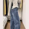 Jeans Reto Solto Lavado Estilo Retrô Americano para Mulheres, Novo Estilo de Outono, Design de Cintura Baixa, Calças de Perna Larga Estreita