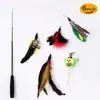 Vara de Brinquedo para Gatos com Penas Coloridas e Sino, Brinquedo Autônomo para Gatos, Vara de Treinamento para Interação com Gatos