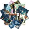 Paquete de material de producción de corte y pegado de papel de 12 hojas transfronterizas para Navidad, Nochebuena, invierno, cuentas manuales