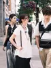 Conjunto Fan Shun XH estilo coreano de Zhao Zhaoyi, camisa con cuello de muñeca igual y jeans de pierna ancha nuevos de verano de Dongdaemun