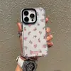 Funda transparente suave rosa floral de dos tonos para iPhone, estilo completo, estilo de chica dulce y delicado, funda para teléfono Apple 17 Pro al por mayor