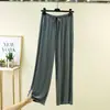 Calça feminina de verão, novo estilo, com cadarço, cintura alta, perna larga, leve, versátil, modeladora, longa, feita de tecido modal, solta e simples, calça casual