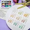 Nuevo Patrón de Nueve Cuadrículas Satinado Gel Color Macarrón Degradado Pintura Difuminada Esmalte en Gel Sin Limpiar en Stock