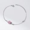 Nalan Prata de Lei S925 Estilo Fresco Pulseira de Flor de Cerejeira e Borboleta Doce Estilo Ins Delicada Pulseira de Flor com Diamante Rosa S7846
