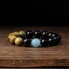 Pulsera de Obsidiana Verde Natural de Sándalo con Aguamarina, Pulsera de Cristal de Elemento Agua y Madera para Hombres y Mujeres, Regalo