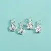 Pingente de Prata Pura S999 Pingente Simples de Flor de Prata Pingente de Anel de Folha Pulseira de Cristal Pulseira Colar Acessórios DIY