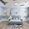 Papel tapiz de cielo estrellado para habitación infantil de niños, papel tapiz para dormitorio de niño, mural para dormitorio de niña, tela de pared de dibujos animados nórdicos para jardín de infantes