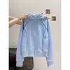Moletom Cardigan com Capuz e Zíper Listrado Color-blocking Feminino Outono/Inverno Nova Cor Color-blocking Costura Exposta Petite Jaqueta Casual Top