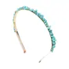 Venta al por mayor de fábrica de diademas de grava de cristal natural, accesorios para el cabello, joyería hecha a mano, horquilla atada con hilo plateado que conserva el color.