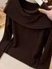 Top de punto de un solo hombro para mujer, estilo francés de alta gama, ligeramente maduro, para otoño, adelgazante, manga larga, absolutamente hermoso, súper atractivo