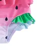 Verano Niñas Nuevo Bebé Protección Solar Traje de Baño Patrón de Sandía con Lazo 6m (Mes)-3-4A (Años) Traje de baño
