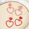 Pendientes de gota de aceite con forma de corazón de melocotón, elegantes y dulces, de estilo japonés y coreano, para mujer, a la moda, para ir al trabajo.