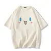 Camiseta de manga corta de seda de leche estilo japonés de verano, linda Cinnamoroll sonriente, corte holgado para estudiantes, top de media manga, ins