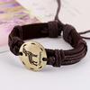 Pulsera Vintage Tejida de Piel de Vaca de 12 Constelaciones Pulsera Simple Ajustable de Personalidad Joyería de Comercio Electrónico Transfronterizo Accesorios para Hombre