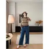 Tela de Mezclilla Cruda~Pantalones Rectos de Pierna Ancha para Mujer Otoño 2026 Pantalones Largos con Caída Pantalones Casuales de Moda H082008