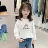 Camiseta Blanca Fina Estilosa para Niños para Primavera y Otoño, Camiseta de Manga Larga 100% Algodón para Niñas, Camiseta Base de Capa Interior