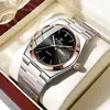 Binbond Elegante Nuevo Hebilla de Acero Inoxidable Reloj de Cuarzo Casual de Negocios para Hombre Delgado Doble Calendario Reloj para Hombre