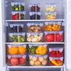 Caixa de armazenamento para geladeira, lancheira de plástico de grau alimentício, caixa selada para armazenamento de frutas, pode ir ao micro-ondas