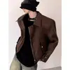 Chaqueta corta de diseño nicho transfronteriza para hombre, marca de tendencia primavera y otoño, chaqueta biker de alta gama elegante con cuello de solapa