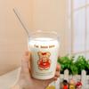 Estilo ins Estilo Japonés Patrón Fresco Original Taza de Oso Microondas Vidrio de Borosilicato Alto Taza de Pareja para Leche Jugo