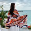 Verano Nuevo Bufanda de Seda Chal Protector Solar para Mujer Bufanda Exterior de Doble Uso para la Playa Estilo Étnico Foto de Viaje Bufanda Delgada