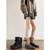 Botines de tobillo First Encounter Season estilo francés con hebilla para mujer, nueva colección 2026, punta redonda, tacón grueso, botines de bloques de color