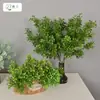 Plantas verdes artificiais, grama decorativa, pequena grama ornamental, citronela, buxo, materiais para arranjos florais, folhas de Milão para paisagismo de árvores