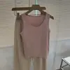 Regata de Algodão Bambu Macio com Caimento para Mulheres, Consciente no Design, Costura Central, Gola Redonda, Alça Larga, Sem Mangas, Roupa para Dentro Primavera/Verão