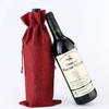 Bolsa de Lino con Cordón Color Vino Tinto en Stock Bolsa de Regalo para Champagne al por Mayor Cubierta Antipolvo de Lino Transfronteriza para Vino Tinto