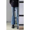Jeans Sab com Corte em Formato de Pera Feminino Primavera e Outono Novo Tamanho Plus Size para Meninas Cheinhas Calça Slimming Stretch de Cintura Alta