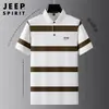 Camiseta de Manga Corta de Algodón para Hombre JEEP SPIRIT, Camisa Polo Casual Holgada Rayada para Hombre de Mediana Edad Verano 2025