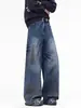Roupas Masculinas Fengshe / Lançamento Primavera 2026 Novo Estilo Americano Soltos High Street Calças de Pernas Largas Jeans Masculino Calças de Pernas Retas